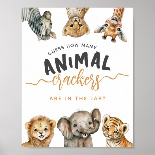 Safari-dieren wild één modern Baby shower wild Poster (Voorkant)