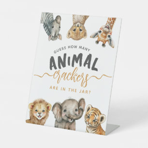 Safari-dieren wild één modern Baby shower wild Reclamebord Met Voetstuk