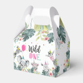 Safari dieren wild een verjaardag roze meisje bedankdoosjes (Voorkant Zijde)