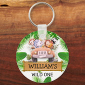 Safari Dieren Wild Een Verjaardag Sleutelhanger (Voorkant)