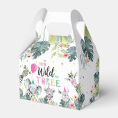 Safari Dieren Wild en drie verjaardag Roze Meisje Bedankdoosjes (Voorkant Zijde)