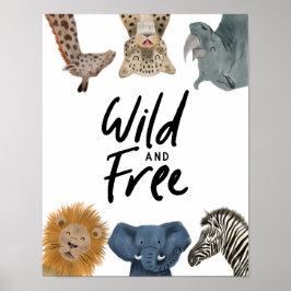 Safari Dieren Wild en Vrij Peuterkamer Poster