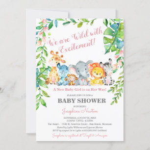 Safari Dieren Wild Oerwoud Girl Baby shower Kaart