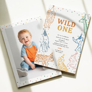 Safari Dieren Wild One 1e Verjaardagsuitnodiging Kaart
