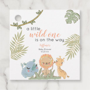 Safari Dieren Wild One Girl Baby shower Bedankjes Labels