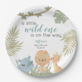 Safari Dieren Wild One Girl Baby shower Papieren Bordje (Voorkant)