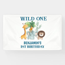 Safari Dieren Wild One Jungle 1e Verjaardag Spandoek