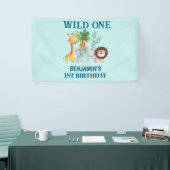 Safari Dieren Wild One Jungle 1e Verjaardag Spandoek (Beurs)