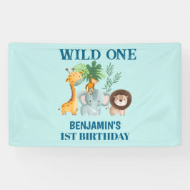 Safari Dieren Wild One Jungle 1e Verjaardag Spandoek