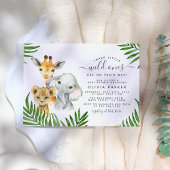 Safari Dieren Wild One Triplets Baby shower Kaart