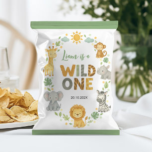 Safari Dieren Wild One Verjaardag Chipzak Verpakki Flyer