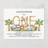 Safari Dieren Wilde 1 1e verjaardag Uitnodiging (Voorkant)