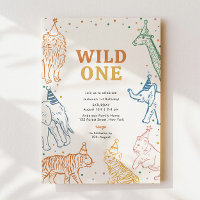 Safari Dieren Wilde 1 1e verjaardag Uitnodiging
