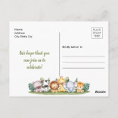 Safari Dieren Wilde 1 1e verjaardag uitnodiging Po (Achterkant)