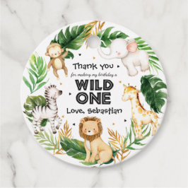 Safari Dieren Wilde Eén eerste verjaardag Bedankjes Labels