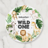 Safari Dieren Wilde Eén eerste verjaardag Bedankjes Labels (Achterkant)