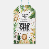 Safari Dieren Wilde Eén eerste verjaardag Cadeaulabel (Voorkant)