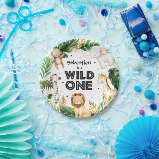 Safari Dieren Wilde Eén eerste verjaardag Papieren Bordje (Feest)