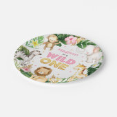 Safari Dieren Wilde Eén eerste verjaardag Papieren Bordje (Gekanteld)