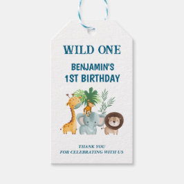 Safari Dieren Wilde Eén Feestje Dank je Favoriet Cadeaulabel