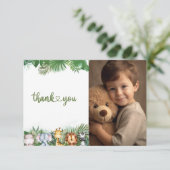 Safari Dieren Wilde Eén Jongens Eerste Verjaardag Bedankkaart (Staand voorkant)