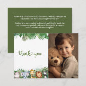 Safari Dieren Wilde Eén Jongens Eerste Verjaardag Bedankkaart (Voorkant / Achterkant)