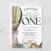 Safari Dieren Wilde Eerste Verjaardag Kaart (Voorkant)