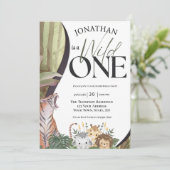 Safari Dieren Wilde Eerste Verjaardag Kaart (Staand voorkant)