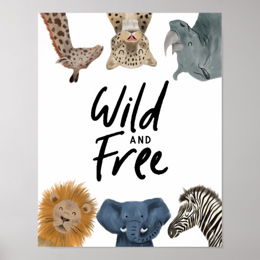 Safari Dieren Wilde en Vrije Nursery Room Poster (Voorkant)