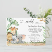 Safari Dieren Wilde met Baby shower van Uitzonderi Kaart (Staand voorkant)