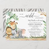 Safari Dieren Wilde met Baby shower van Uitzonderi Kaart (Voorkant / Achterkant)