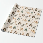 Safari Dieren Zebra Leeuw Camel Hippo Cadeaupapier (Uitgerold)