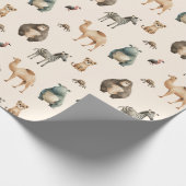 Safari Dieren Zebra Leeuw Camel Hippo Cadeaupapier (Hoek)