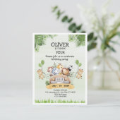 Safari Dieren Zoo Verjaardags 4e Uitnodiging Brief (Staand voorkant)