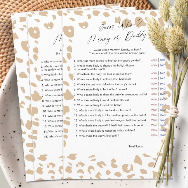 Safari dierenafdrukken, raad eens wie mama of papa (Modern Safari Animals prints, Gender Neutral Shower game, Guess Who, Mommy or Daddy?)