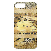 Safari dierenhuidpatroon glinstert glitter initiaa Case-Mate iPhone case (Achterkant)