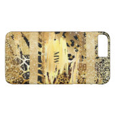 Safari dierenhuidpatroon glinstert glitter initiaa Case-Mate iPhone case (Achterkant (Horizontaal))