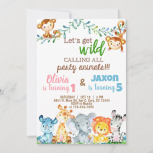 Safari Dierenjongen & meisjesbroers en zussen, ver Kaart