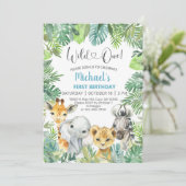 Safari dierenkast 1 eerste verjaardag. kaart (Staand voorkant)