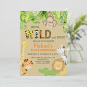 Safari dierenkast derde verjaardag. kaart (Staand voorkant)