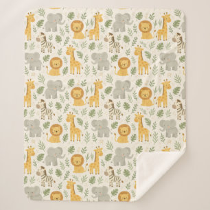 Safari dierenkinderkamer print sherpa deken