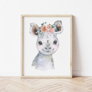 Safari Dierenkinderopvang Kunst, Waterverf Nijlpaa Poster