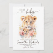 Safari Dierenleeuw Bloemen Moeder Baby shower Kaart (Voorkant)