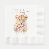 Safari Dierenleeuw Bloemen Moeder Baby shower Servet (Voorkant)