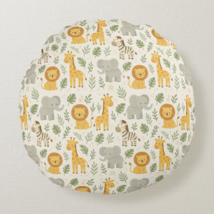 Safari dierennursery print rond kussen
