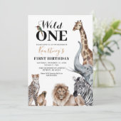Safari Dierenpark 1e verjaardagsfeest uitnodiging (Staand voorkant)