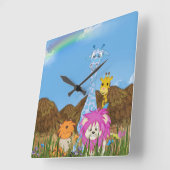 Safari Dierenplezier Vierkante Klok (Hoek)