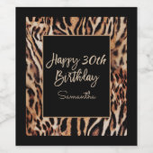 Safari Dierenprint 30e verjaardag Wijn Etiket (Enkel label)