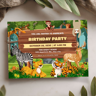 Safari dierentuin dieren verjaardag kaart