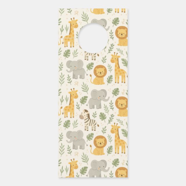 Safari dierentuin kinderkamer print deurhanger (Voorkant)